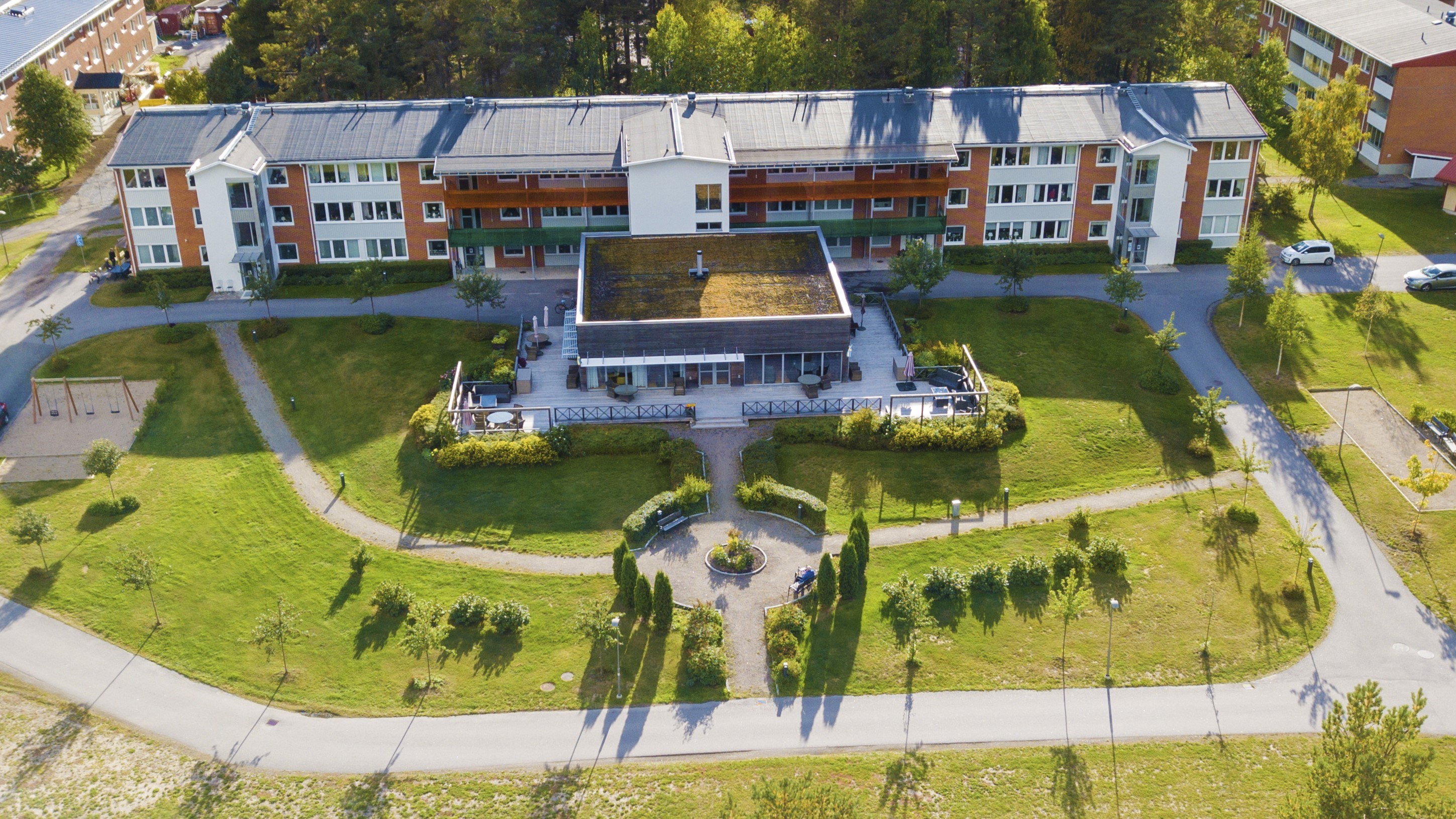 Flygbild på trygghetsboendet på Gärdeåsvägen 16