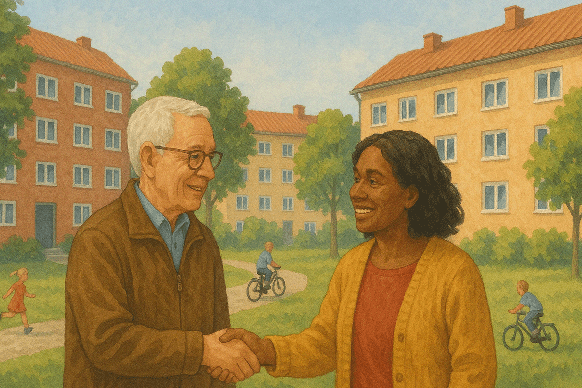 AI-genererad bild visande två personer som skakar hand med varandra.