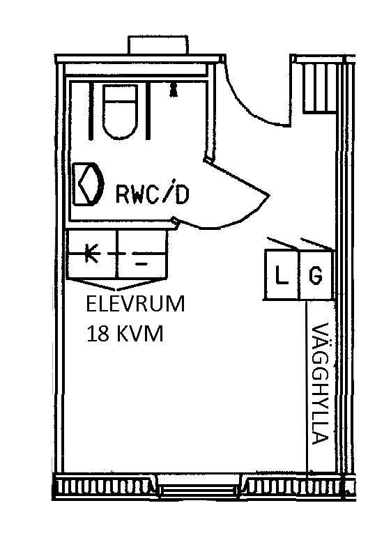 Planritning på rummen på elevhemmet i Ljusdal